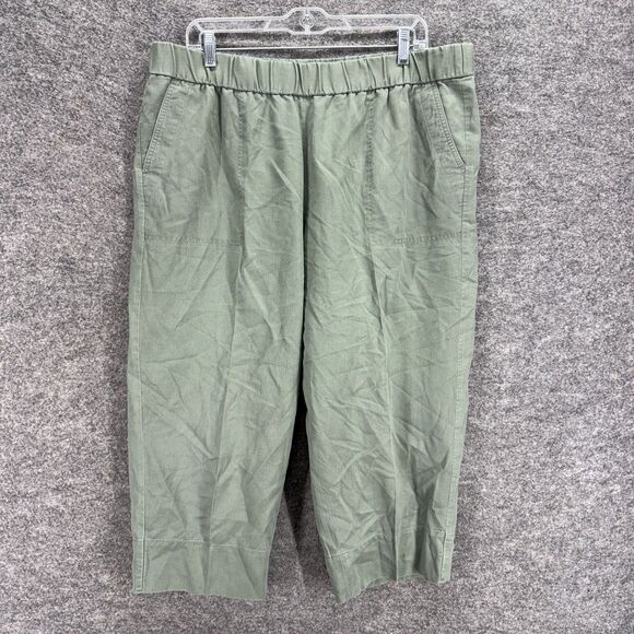 Talbots Pants - Talbots Cropped Pants Women 1X Plus Gray High Rise Pleated Cotton Pull On Casual